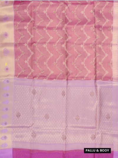 Gracecharm Fancy Semi Tissue Zig Zag Pattern Zari Pallu Saree
