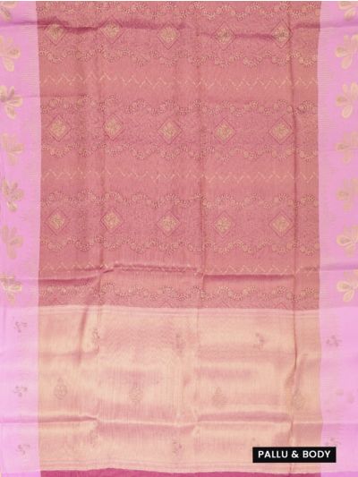 Gracecharm Fancy Semi Tissue Floral Creepers Zari Pallu Saree