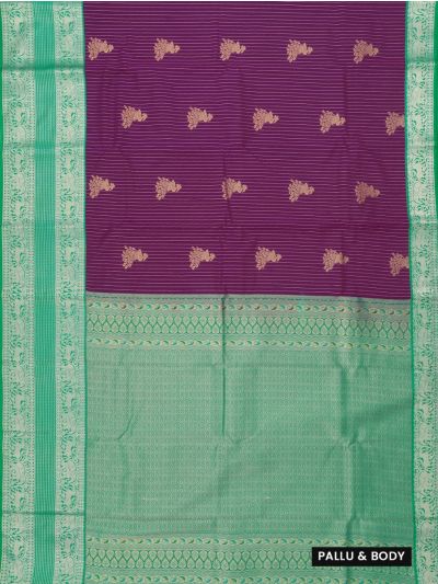 GraceCharm Art Silk Plum Purple Peacock Butta Emerald Green Zari Pallu Saree