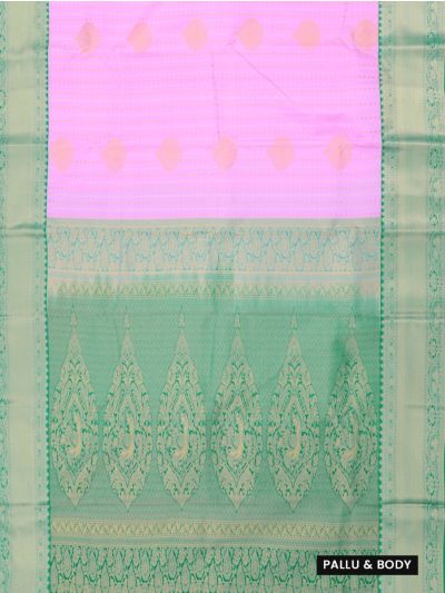 GraceCharm Art Silk Lavender Pink Butta with Sea Green Zari Border Saree
