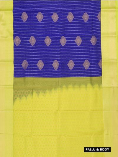GraceCharm Art Silk Royal Blue Butta with Contrast Paisley Border Saree 