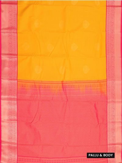 GraceCharm Art Silk Mango Yellow Butta with Floral Jaal Pallu Saree