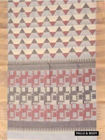 GraceCharm Cotton Triangle Butta with Geometric Pattern Pallu Saree