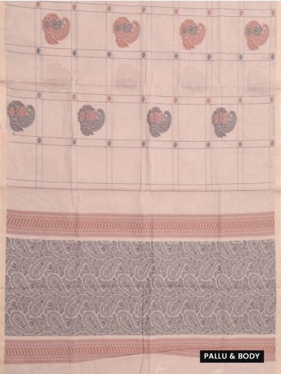 GraceCharm Cotton Checked Paisley Butta with Paisley Pallu Saree