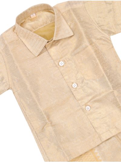 Gracecharm Boys Elegant Matching Tissue Jacquard Shirt and Dhoti Set