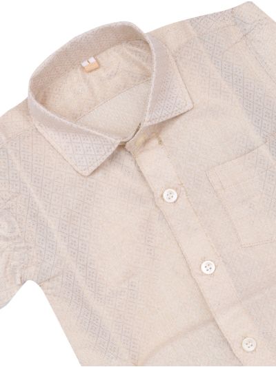 Gracecharm Boys Elegant Matching Jacquard Shirt and Dhoti Set