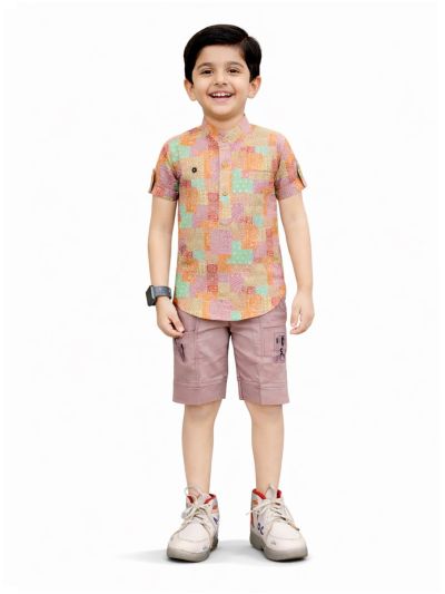 Graceful Essence Boys Trendy Cotton Printed Shirt and Shorts Set
