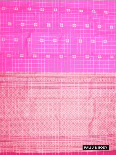 Gracecharm Elegant Pure Soft Silk Checked Butta Design with Borderless Saree