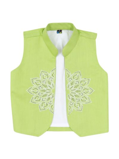 Gracecharm Boys Cotton Casual Waistcoat Shirt with Pant Set