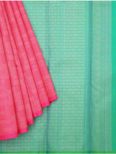 Gracecharm Pure Soft Silk Geometric Checked Design with Small Border Saree