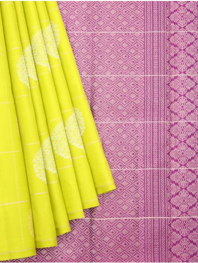 Gracecharm Elegant Pure Soft Silk Checked and Butta Design Borderless Saree