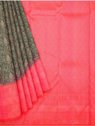 Gracecharm Elegant Pure Soft Silk Floral Design Contrast Border Saree