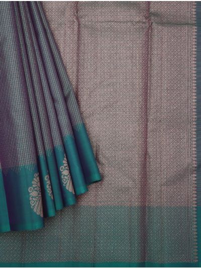 Gracecharm Elegant Pure Soft Silk Checked Design One Side Big Border Saree