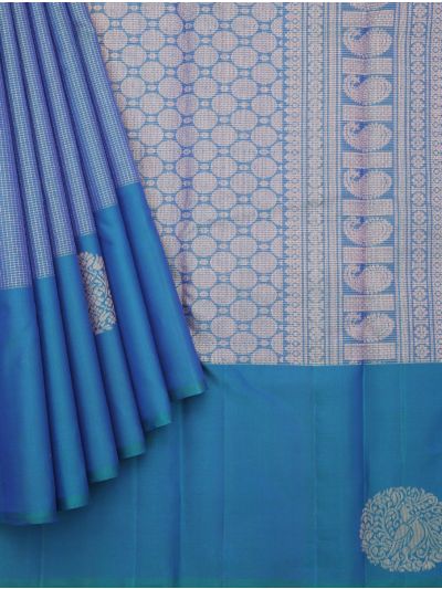 Gracecharm Elegant Pure Soft Silk Checked Design One Side Big Border Saree