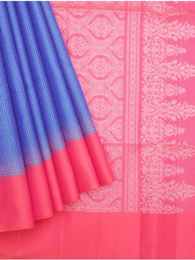 Gracecharm Elegant Pure Soft Silk Checked Design Contrast Border Saree