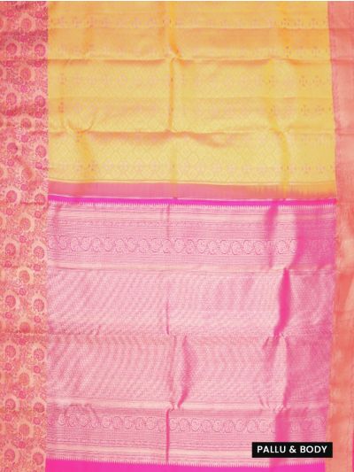 Vivaha Pure Silk Bridal Kanchipuram Geometric Diamond Design Contrast Zari Border Saree