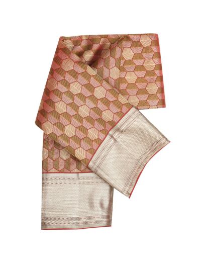 Vivaha Pure Silk Kanchipuram Wedding Geometric Cube Design with Zari Border Saree