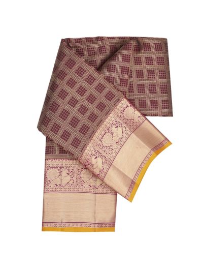 Vivaha Pure Silk Kanchipuram Wedding Jacquard Checked Motif with Zari Border Saree 