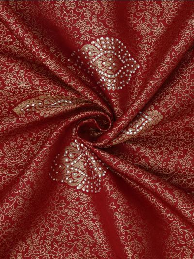 Gracecharm Pure Silk Floral Jaal Stone Butta Floral Border Saree