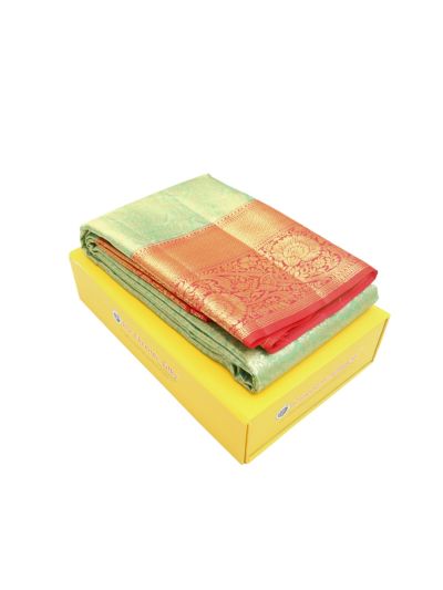 Vivaha Tissue Silk Wedding Kanchipuram Floral Jaal Contrast Zari Border Saree