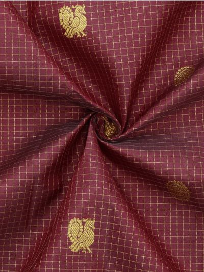 Vivaha Arani Pure Silk Micro Check Butta Diamond Pallu Elephant Border Saree