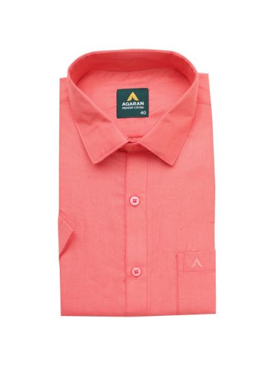 Couple Combo Coral Pink Shirt and Dhoti Set with Saree