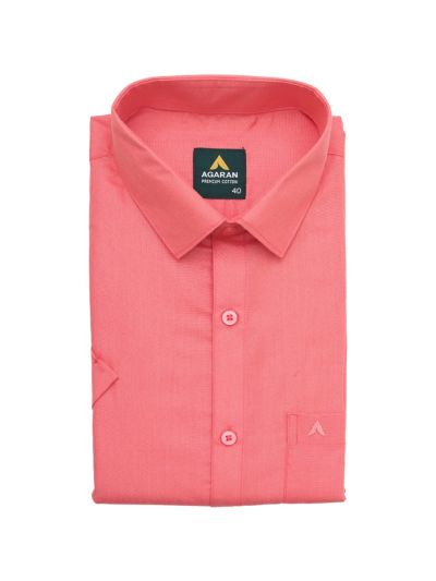 Couple Combo Coral Pink Shirt and Dhoti Set with Saree