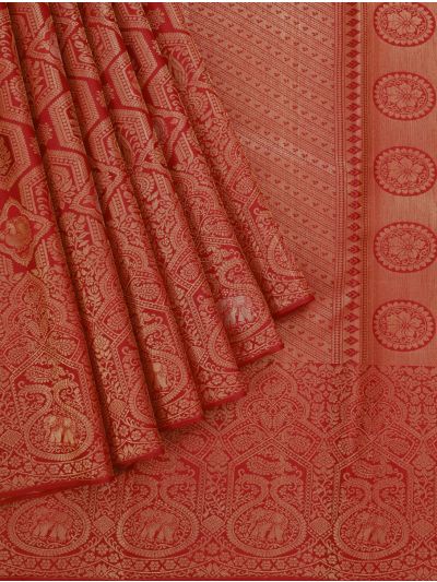 Gracecharm Uppada Silk Annapakshi Floral Jaal with Medallion Diagonal Pallu Saree