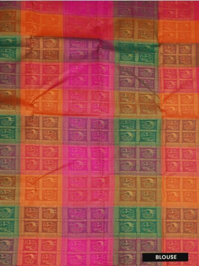 Vivaha Arani Pure Silk Paisley Floral Butta with Elephant Peacock Grid Pallu Saree