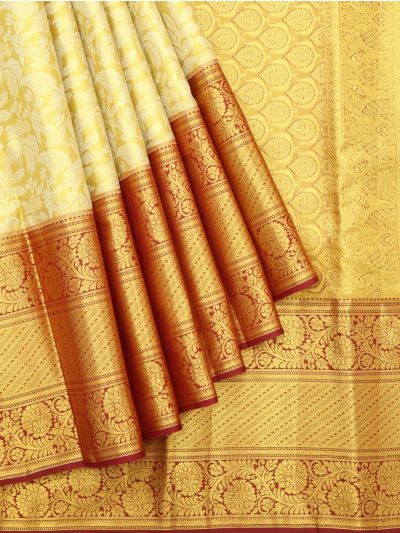 Vivaha Kanchipuram Pure Silk Floral Jaal with Zari Border Saree