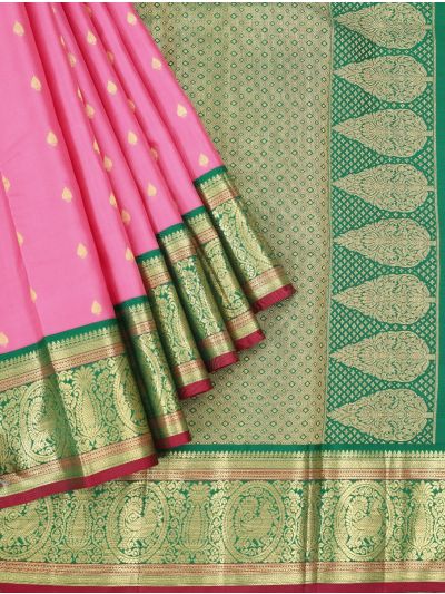 Vivaha Pure Silk Zari Butta with Diamond Lattice Pallu Saree