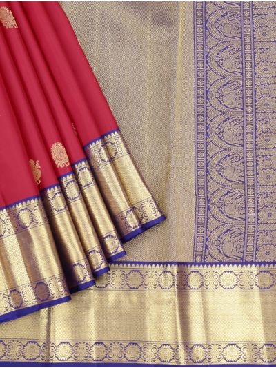 Vivaha Pure Silk Annapakshi Butta with Herringbone Brocade Pallu Saree