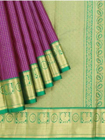 Vivaha Pure Silk Zari Micro Check with Diamond Brocade Pallu Saree