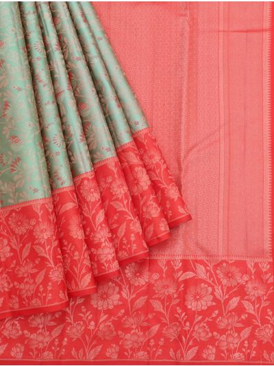 Vivaha Pure Silk Floral Bird Jaal with Geometric Brocade Pallu Saree