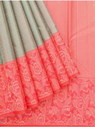 Vivaha Kanchipuram Pure Silk Diamond Brocade with Floral Jaal Border Saree