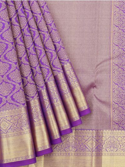 Vivaha Kanchipuram Pure Silk Floral Medallion Trellis Jaal with Zari Brocade Pallu Saree