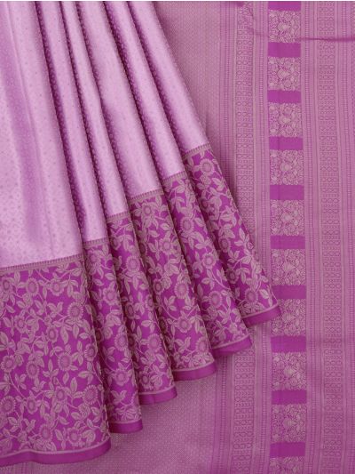 Vivaha Kanchipuram Pure Silk Micro Geometric Butta with Floral Vine Border Saree