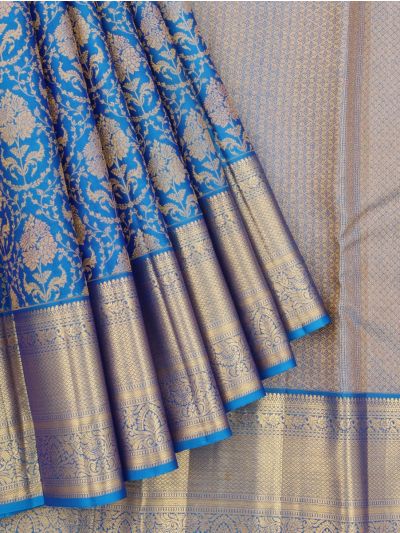 Vivaha Kanchipuram Pure Silk Floral Medallion Brocade with Diamond Lattice Pallu Saree