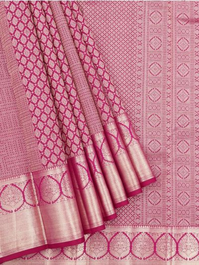 Vivaha Kanchipuram Pure Silk Geometric Floral Brocade with Zari Border Saree