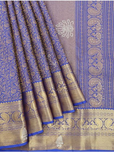 Vivaha Kanchipuram Pure Silk Floral Jaal with Peacock Zari Border Saree