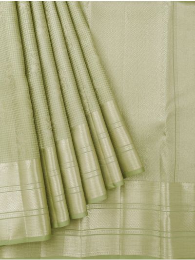 Vivaha Kanchipuram Pure Silk Parrot Check with Diagonal Brocade Pallu Saree