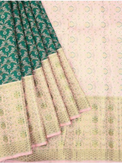 Vivaha Goddess Kanchipuram Pure Silk Floral Vine Jaal with Floral Brocade Pallu Saree