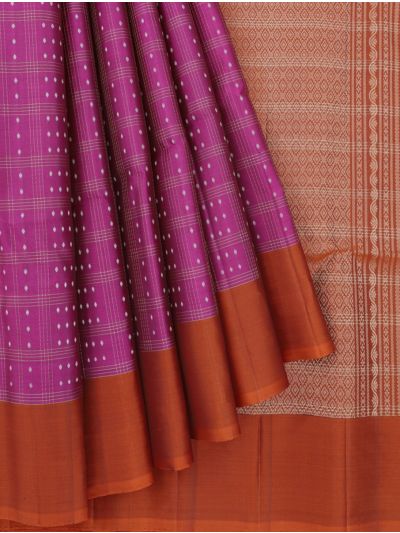 Gracecharm Pure Soft Silk Zari Check Diamond Butta with Lattice Brocade Pallu Saree