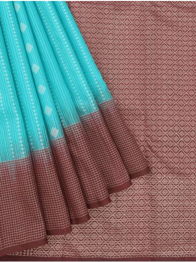 Gracecharm Pure Soft Silk Diamond Butta with Diamond Lattice Brocade Pallu Saree
