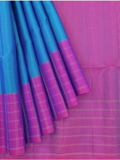 Gracecharm Pure Soft Silk Plain with Zari Check Border Saree
