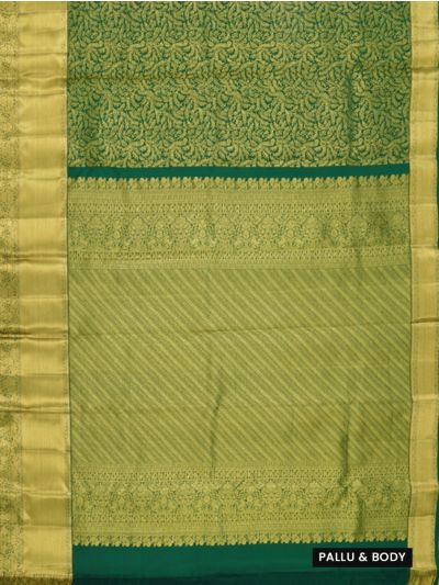 Vivaha Kanchipuram Pure Silk Leaf Jaal with Diagonal Stripe Pallu Saree