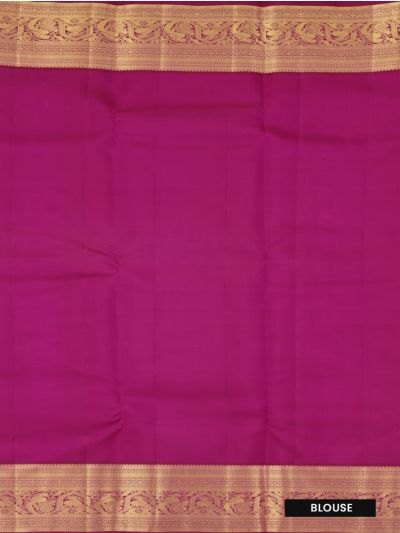 Vivaha Kanchipuram Pure Silk Floral Vine Jaal with Geometric Stripe Pallu Saree