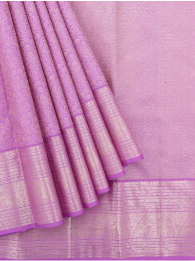 Vivaha Kanchipuram Pure Silk Floral Vine Jaal with Herringbone Brocade Pallu Saree