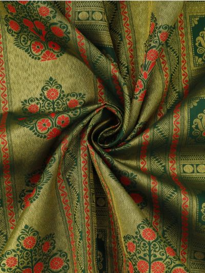 Gracecharm Pure Silk Floral Medallion with Zari Border Saree