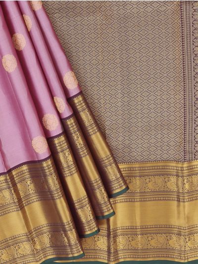 Vivaha Pure Silk Round Medallion Butta with Diamond Lattice Brocade Pallu Saree